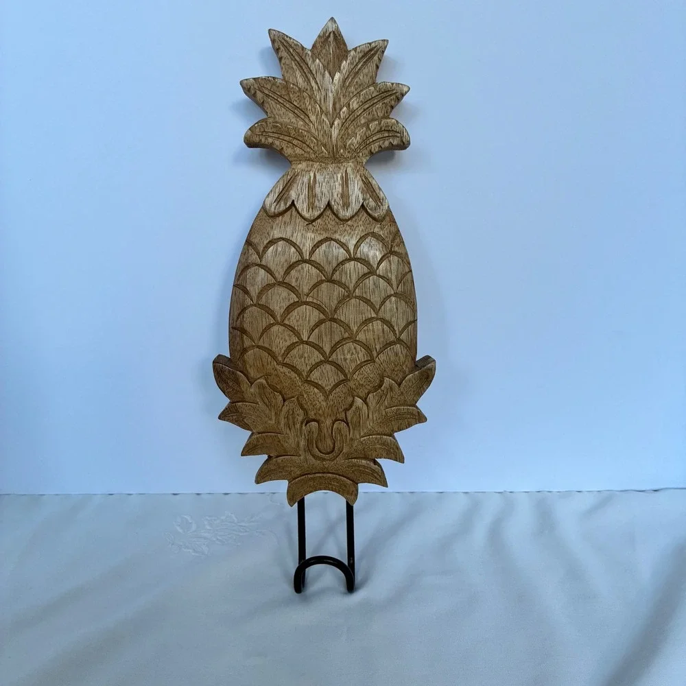 Pineapple Wall Hook Wood Tropical Coastal Boho Tiki Entryway Towel Hook Island
